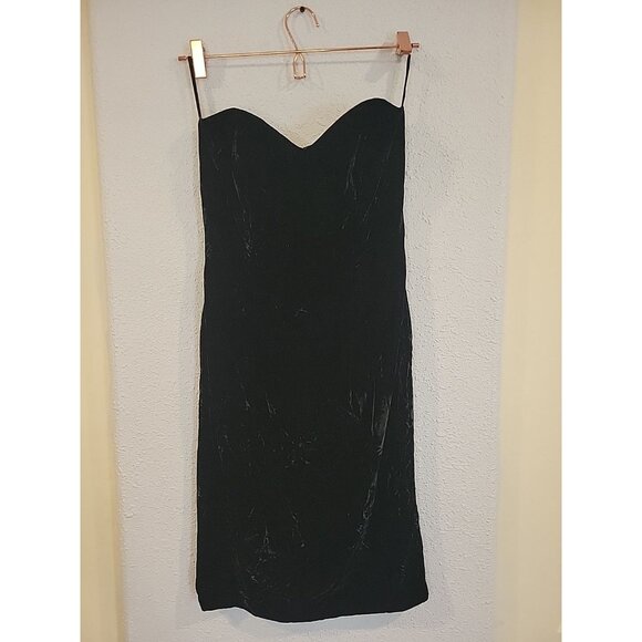 Vintage Scott McClintock Strapless Dress Black Crushed‎ Velvet Size 8 Midi - Picture 1 of 4